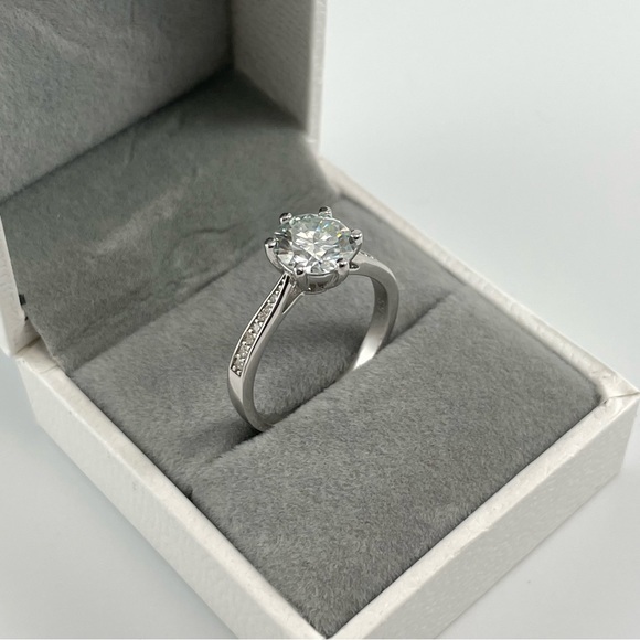 2ct Round Brilliant Solitaire GRA Certified Moissanite Diamond Engagement Ring